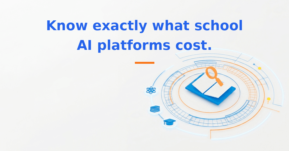 A school administrator comparing AI Maths & Science platform pricing and features on a tablet device.